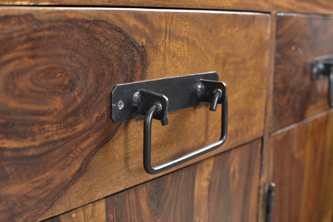Sheesham Wood & Iron Industrial Sideboard