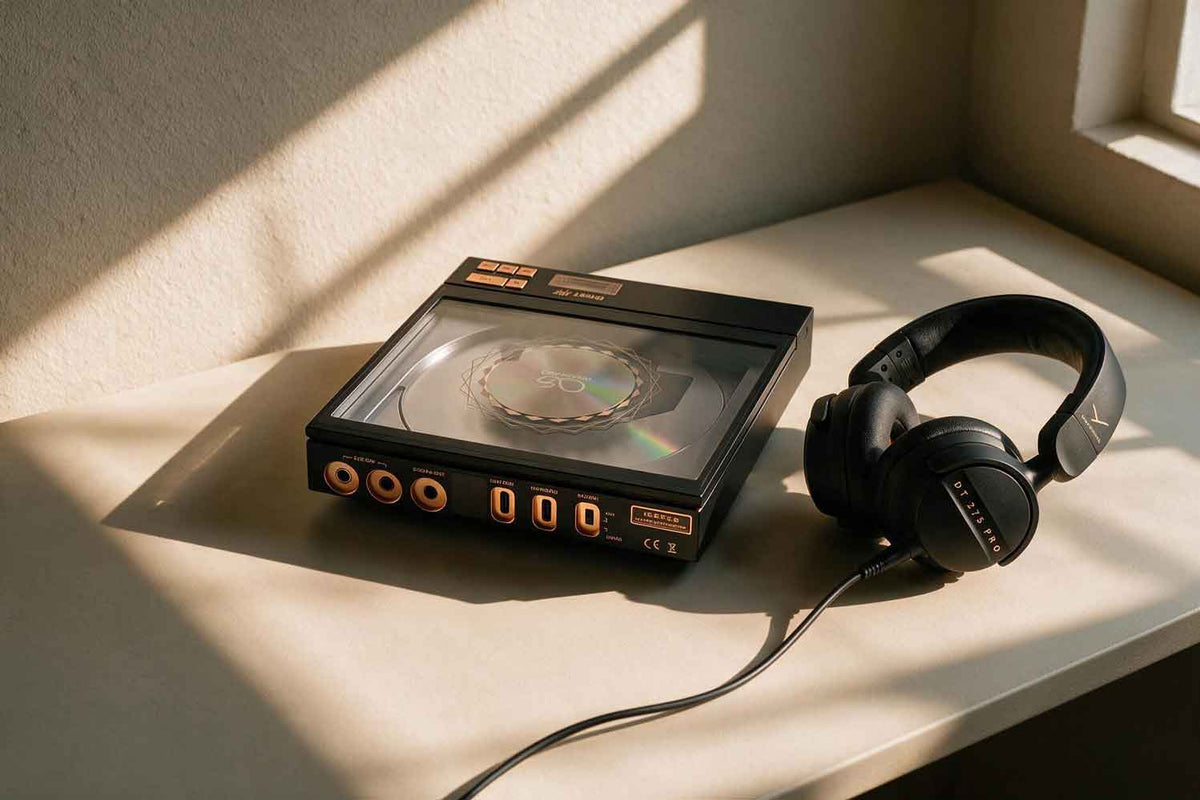 Shanling EC Zero T MAX with headphones on a table
