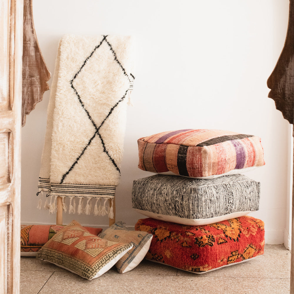 Handwoven Moroccan Zanafi Pouf