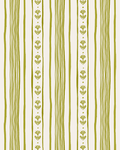 Daisy Chain Stripe Wallpaper, beige and chartreuse green