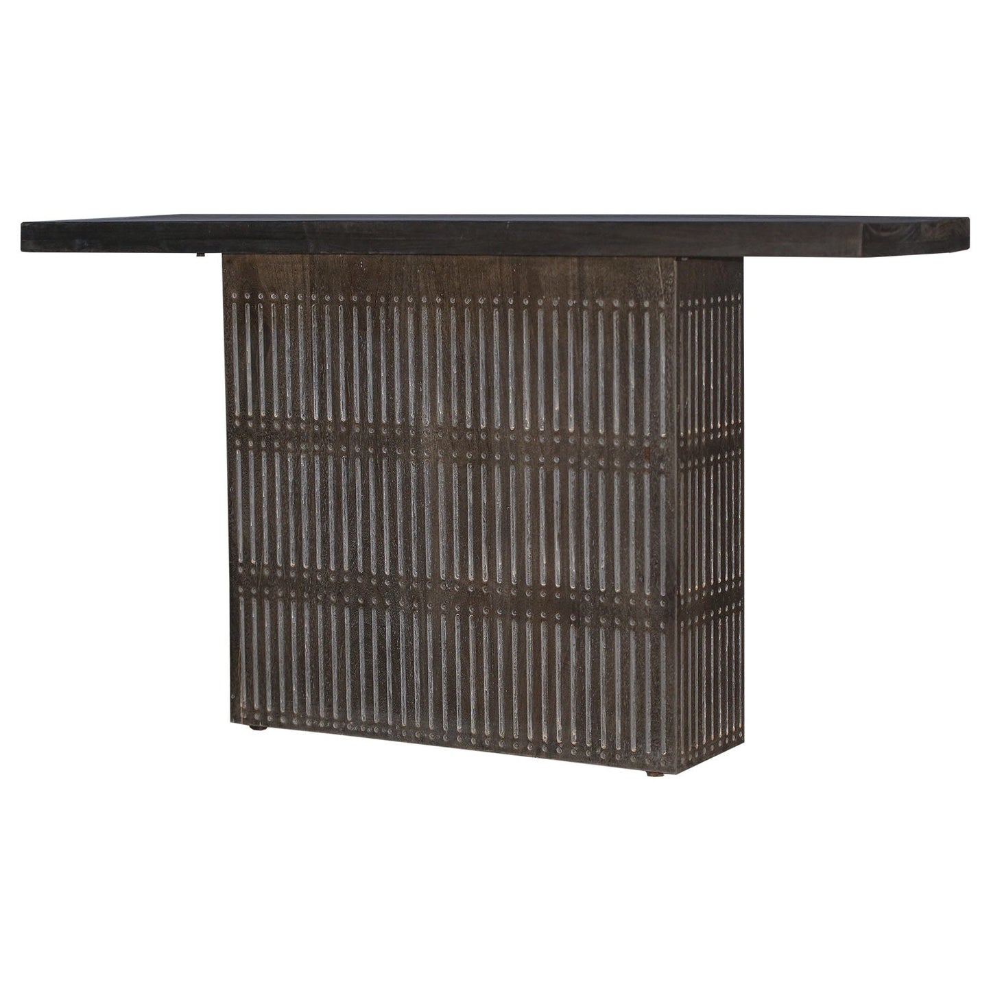 Modern Ash Gray Rib Carved Solid Wood 54" Long Console