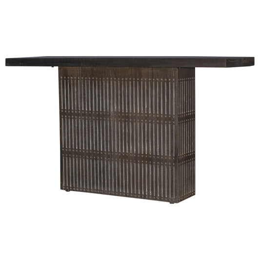 Modern Ash Gray Rib Carved Solid Wood 54" Long Console