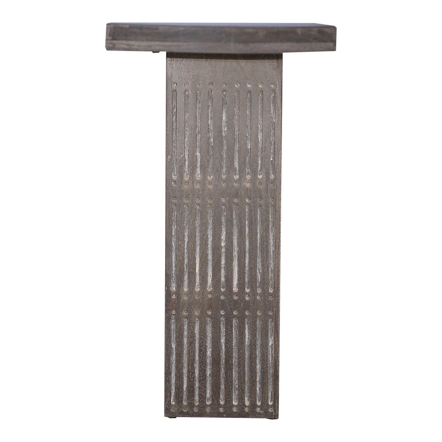 Modern Ash Gray Rib Carved Solid Wood 54" Long Console
