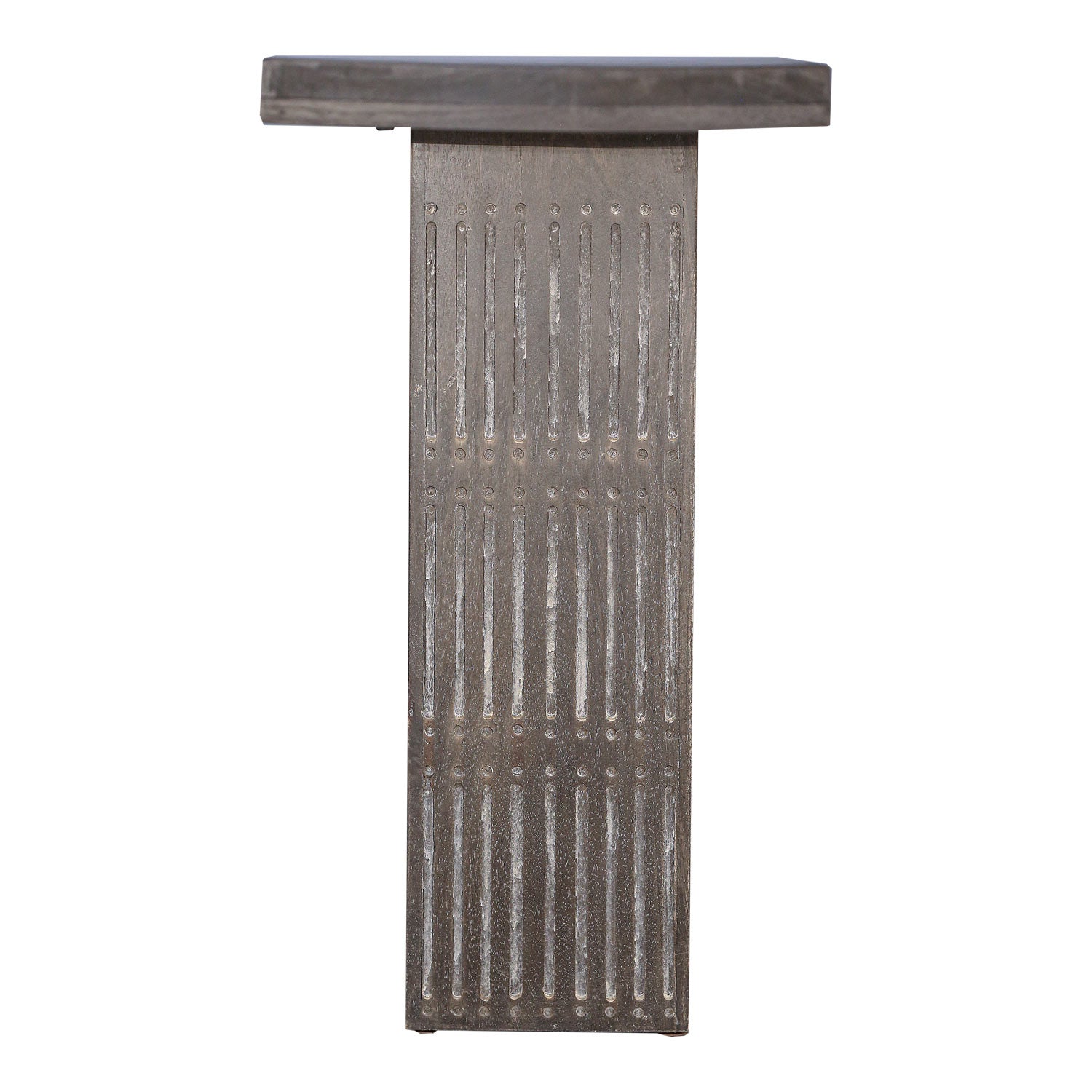 Modern Ash Gray Rib Carved Solid Wood 54" Long Console