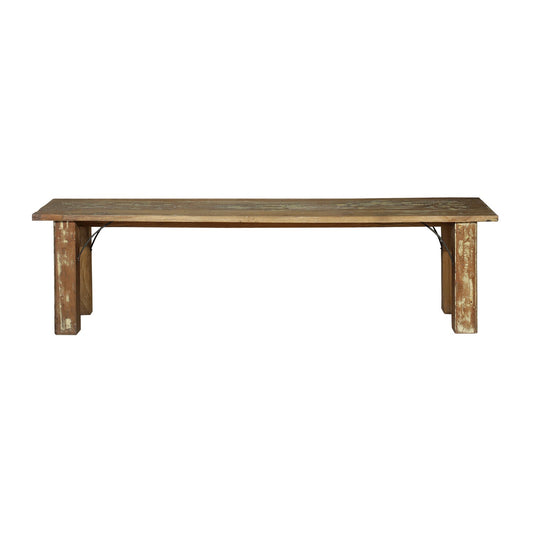 Distressed Reclaimed Teak Wood 70" Long Bench With Colored Patina