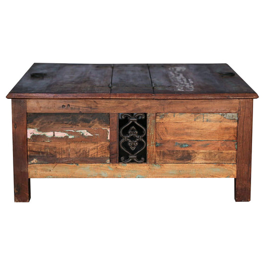 40 in. Square Reclaimed Wood Storage Trunk Coffee Table
