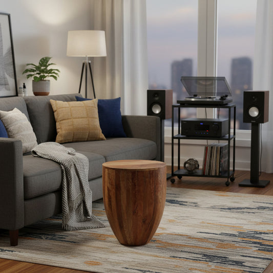 Reclaimed Wood Farmhouse 20" Round Drum End Table